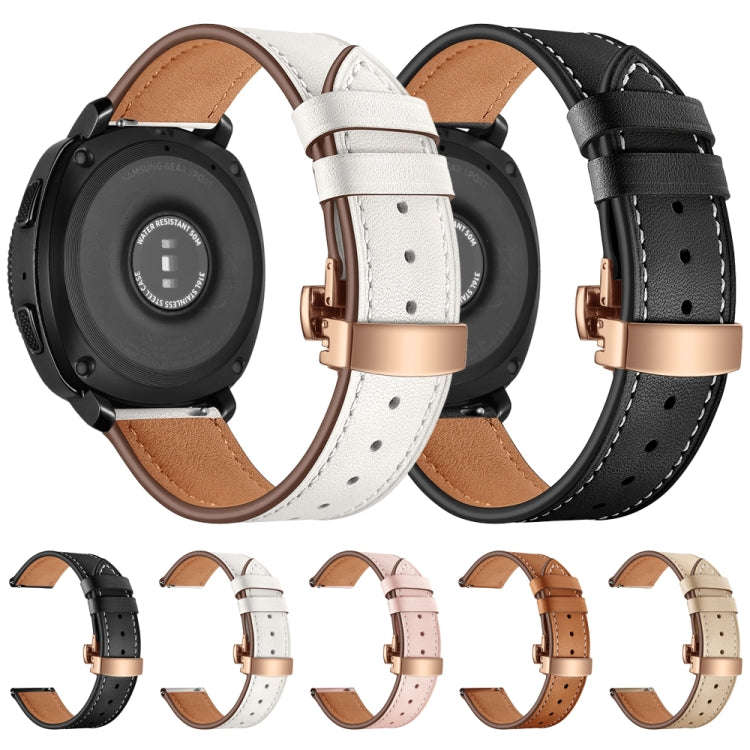 22mm For Huawei Watch GT2e / GT2 46mm Leather Butterfly Buckle Strap Rose Gold Buckle(Pink)