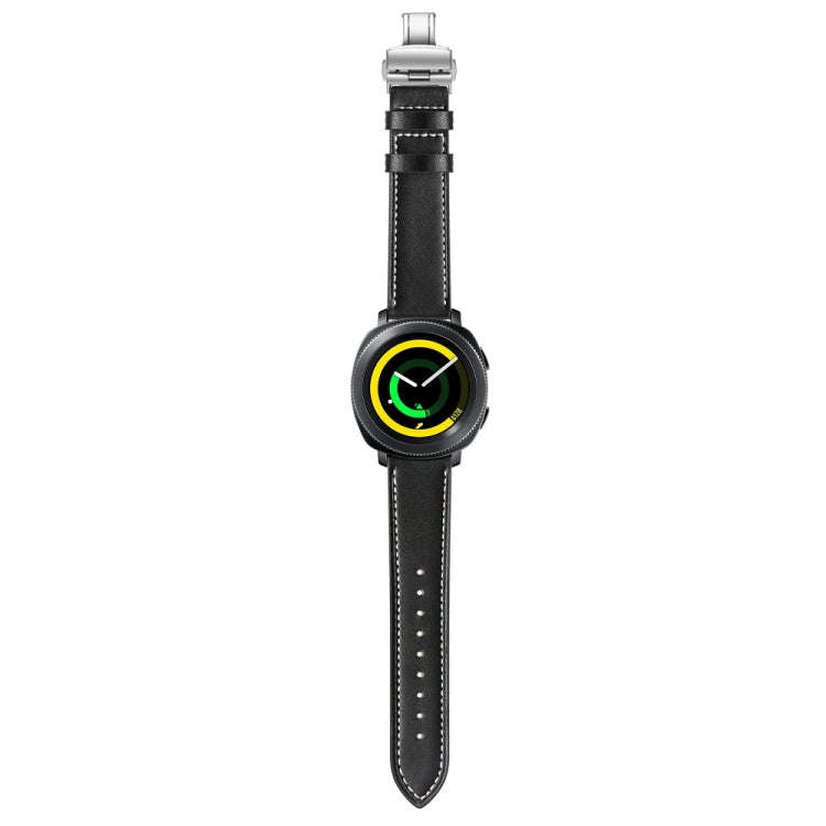 22mm For Huawei Watch GT2e / GT2 46mm Leather Butterfly Buckle Strap Silver Buckle(Black)