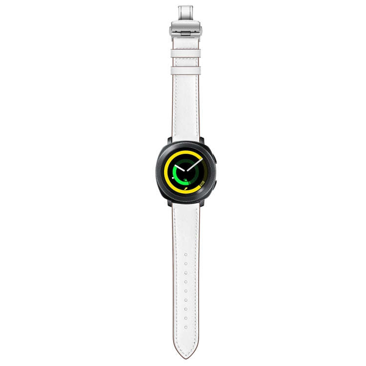 22mm For Huawei Watch GT2e / GT2 46mm Leather Butterfly Buckle Strap Silver Buckle(White)