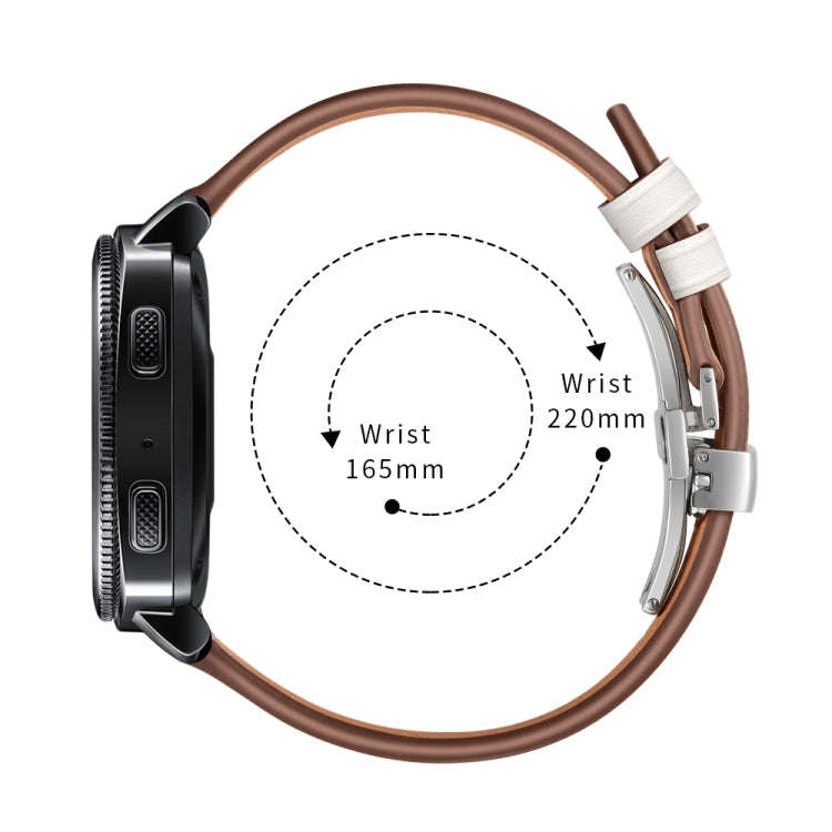 22mm For Huawei Watch GT2e / GT2 46mm Leather Butterfly Buckle Strap Silver Buckle(White)