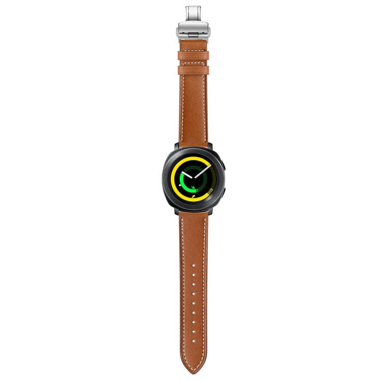 22mm For Huawei Watch GT2e / GT2 46mm Leather Butterfly Buckle Strap Silver Buckle(Brown)