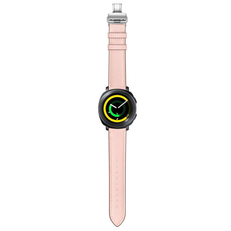 22mm For Huawei Watch GT2e / GT2 46mm Leather Butterfly Buckle Strap Silver Buckle(Pink)