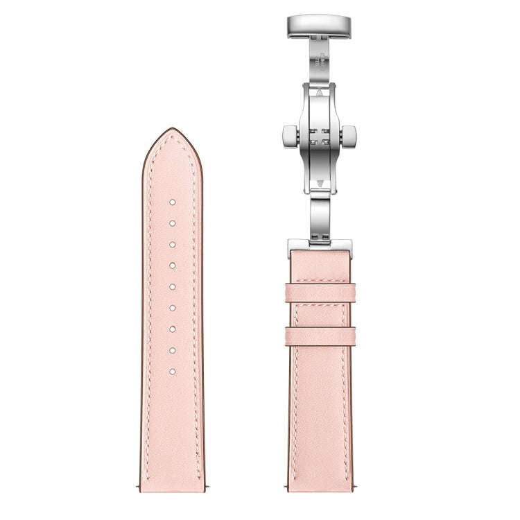 22mm For Huawei Watch GT2e / GT2 46mm Leather Butterfly Buckle Strap Silver Buckle(Pink)