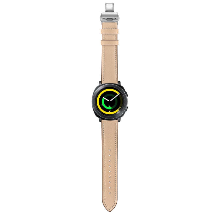 22mm For Huawei Watch GT2e / GT2 46mm Leather Butterfly Buckle Strap Silver Buckle(Apricot)