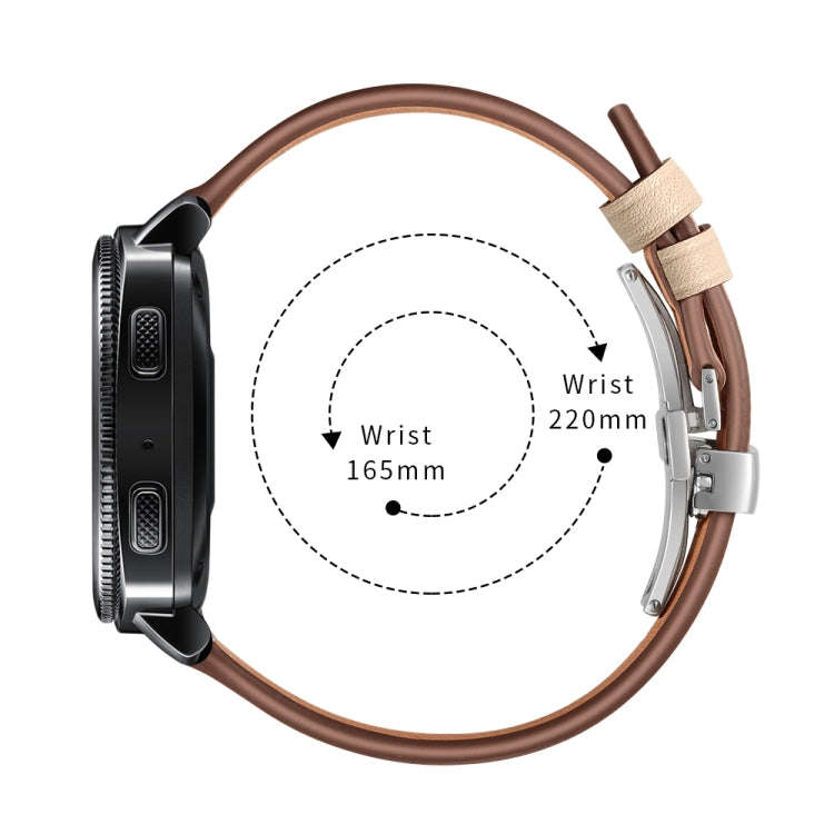 22mm For Huawei Watch GT2e / GT2 46mm Leather Butterfly Buckle Strap Silver Buckle(Apricot)