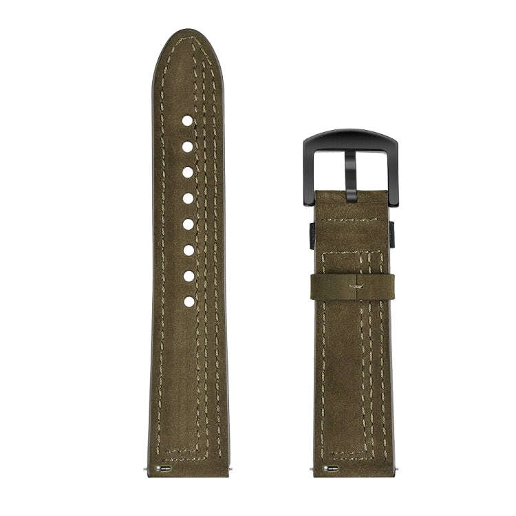22mm For Huawei Watch GT2e / GT2 46mm Zigzag Leather Watch Band(Green)