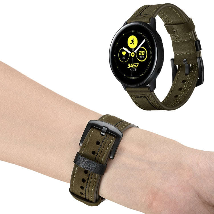 22mm For Huawei Watch GT2e / GT2 46mm Zigzag Leather Watch Band(Green)