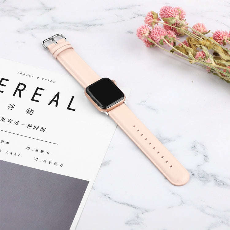 For Apple Watch Series 5 & 4 44mm 3 & 2 & 1 42mm Round Hole Leather Strap(Pink)