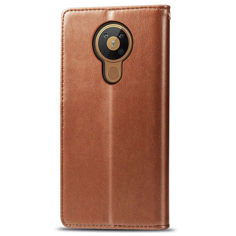 For Nokia 5.3 Retro Solid Color Leather Buckle Phone Case with Lanyard & Photo Frame & Card Slot ...
