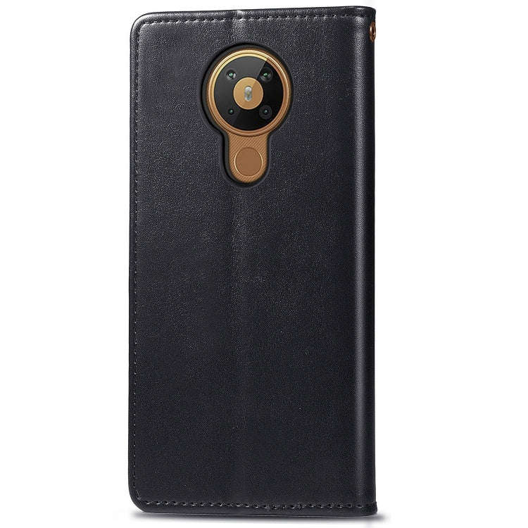 For Nokia 5.3 Retro Solid Color Leather Buckle Phone Case with Lanyard & Photo Frame & Card Slot ...