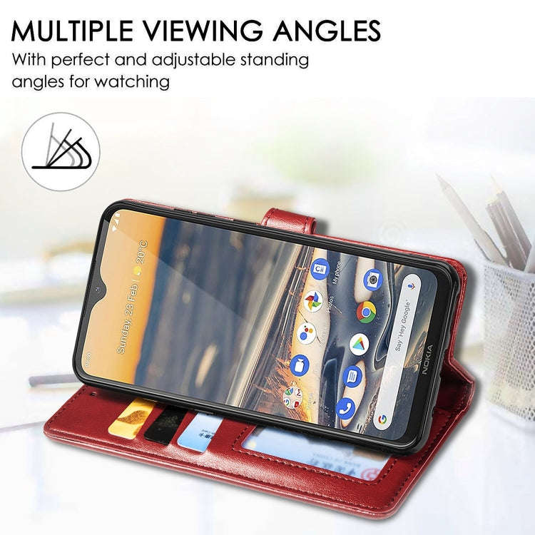 For Nokia 5.3 Retro Solid Color Leather Buckle Phone Case with Lanyard & Photo Frame & Card Slot ...