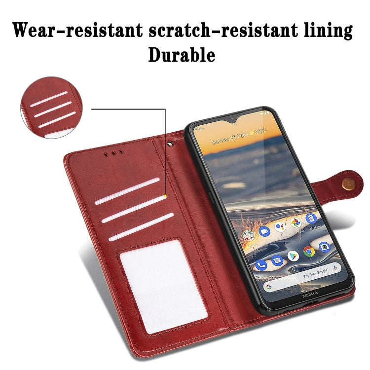 For Nokia 5.3 Retro Solid Color Leather Buckle Phone Case with Lanyard & Photo Frame & Card Slot ...
