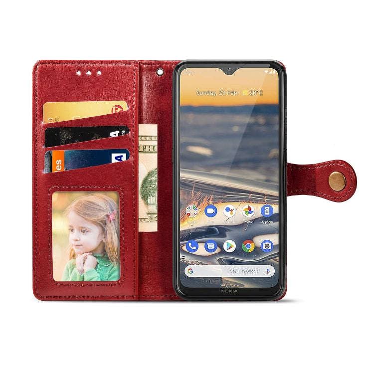 For Nokia 5.3 Retro Solid Color Leather Buckle Phone Case with Lanyard & Photo Frame & Card Slot ...