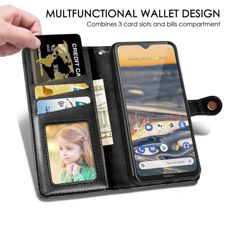 For Nokia 5.3 Retro Solid Color Leather Buckle Phone Case with Lanyard & Photo Frame & Card Slot ...