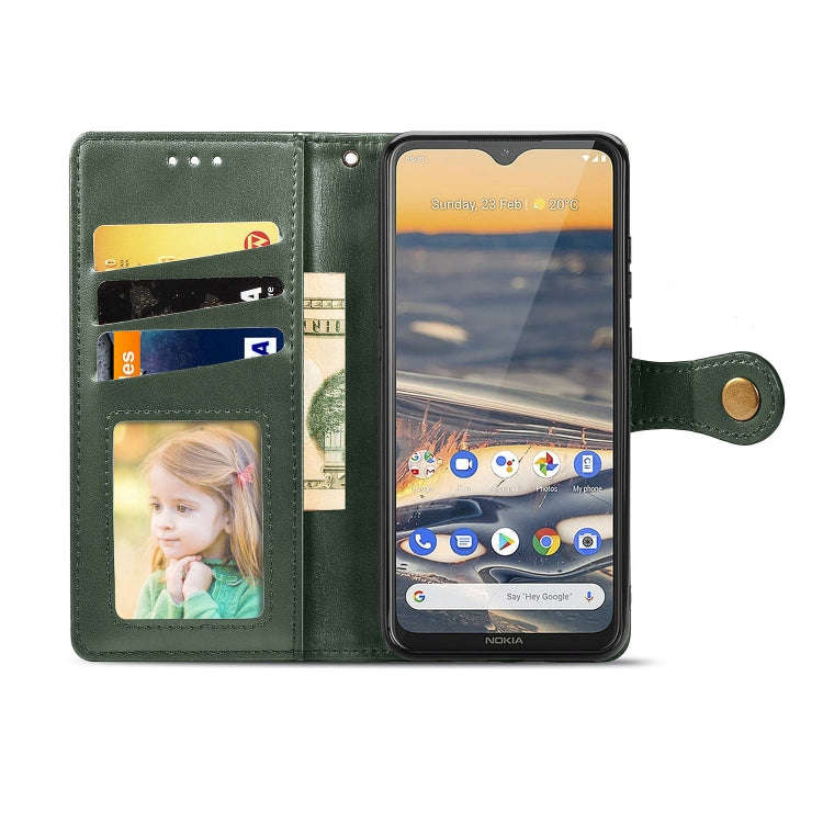 For Nokia 5.3 Retro Solid Color Leather Buckle Phone Case with Lanyard & Photo Frame & Card Slot ...
