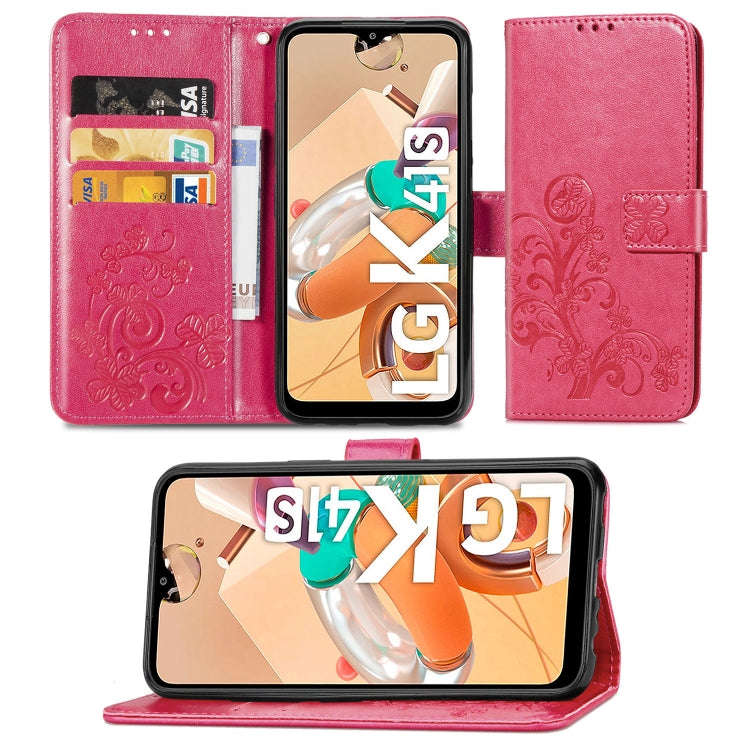 For LG K41S Lucky Clover Pressed Flowers Pattern Leather Case with Holder & Card Slots & Wallet &...