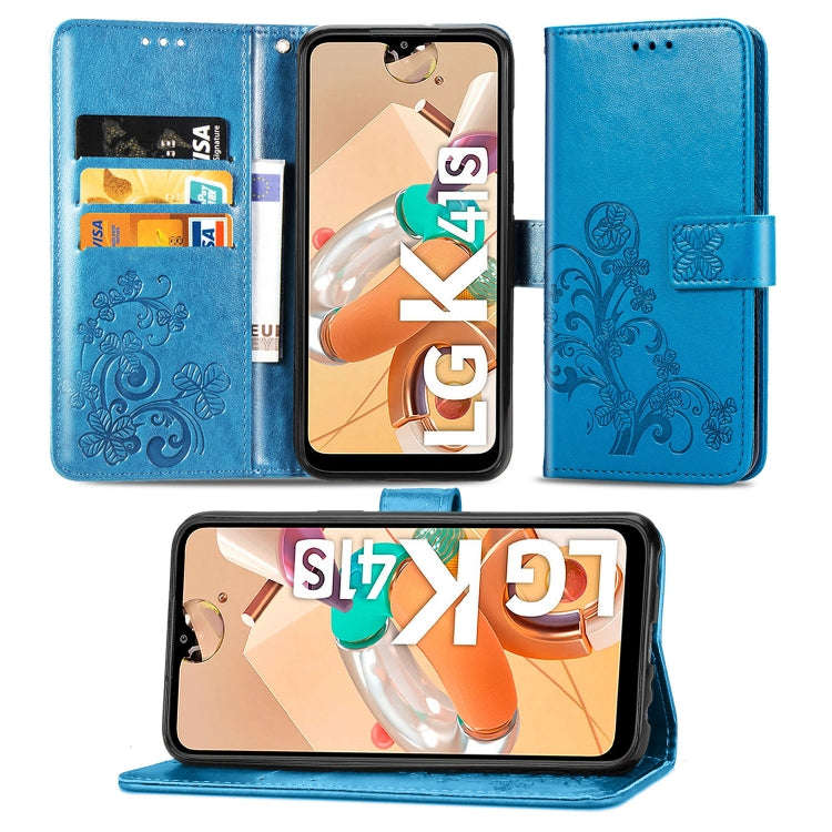For LG K41S Lucky Clover Pressed Flowers Pattern Leather Case with Holder & Card Slots & Wallet &...