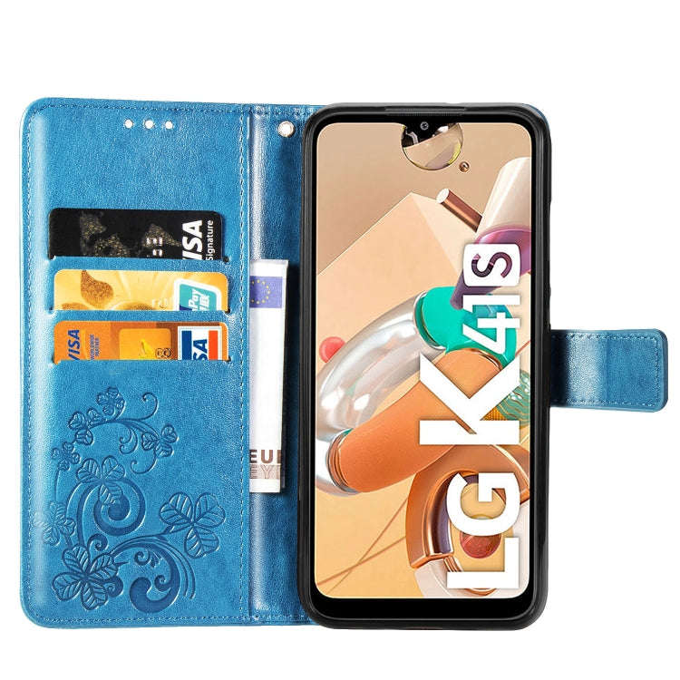 For LG K41S Lucky Clover Pressed Flowers Pattern Leather Case with Holder & Card Slots & Wallet &...
