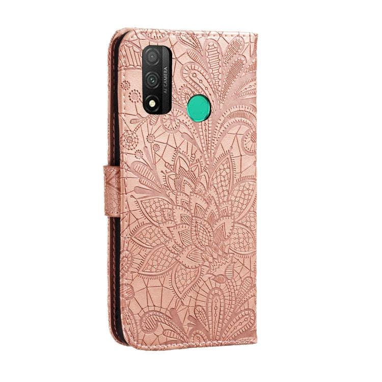 For Huawei P Smart 2020 Lace Flower Embossing Pattern Horizontal Flip Leather Case , with Holder ...