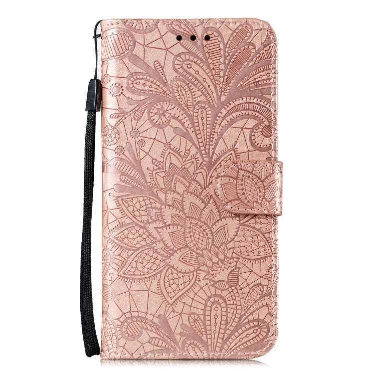 For Huawei P Smart 2020 Lace Flower Embossing Pattern Horizontal Flip Leather Case , with Holder ...
