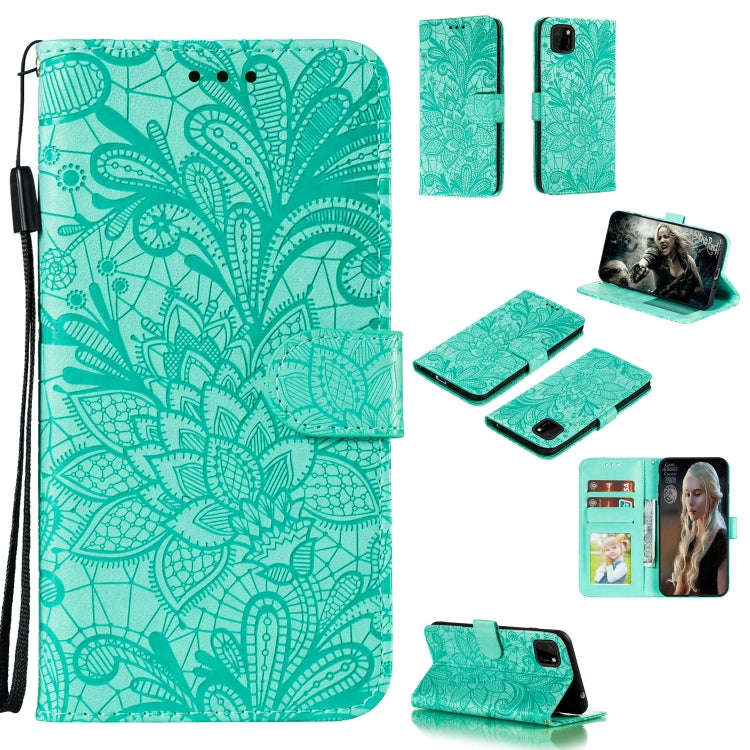 For Huawei Y5P / Honor 9S Lace Flower Embossing Pattern Horizontal Flip Leather Case , with Holde...