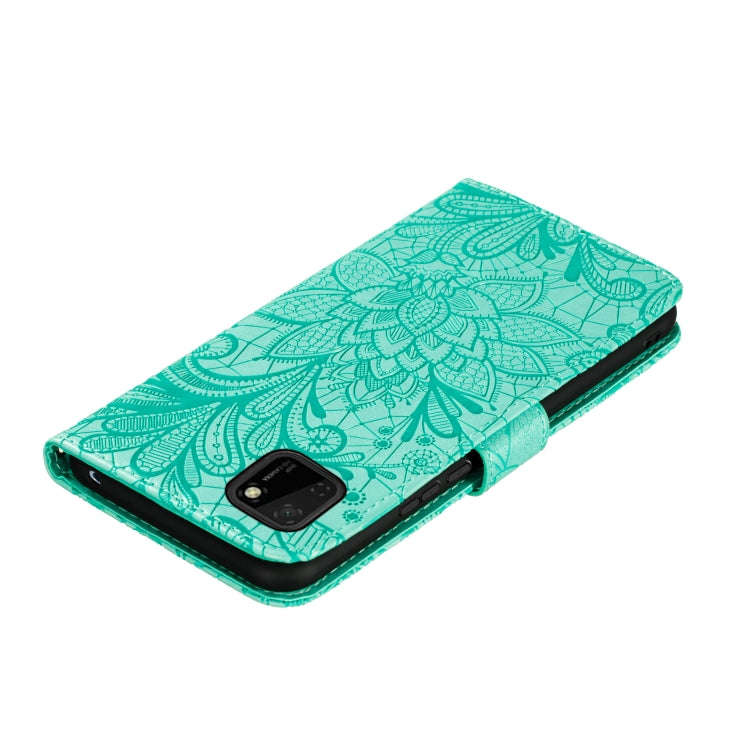 For Huawei Y5P / Honor 9S Lace Flower Embossing Pattern Horizontal Flip Leather Case , with Holde...