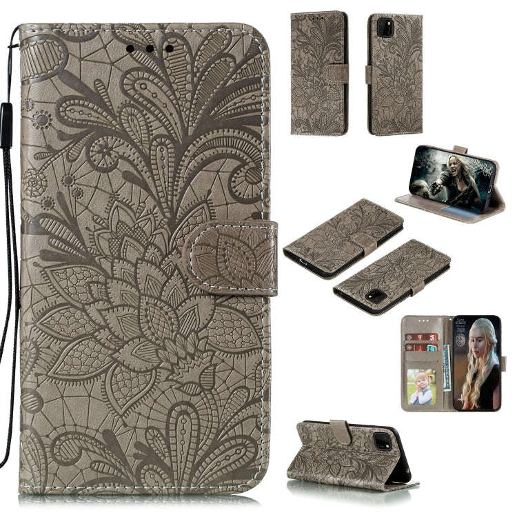 For Huawei Y5P / Honor 9S Lace Flower Embossing Pattern Horizontal Flip Leather Case , with Holde...