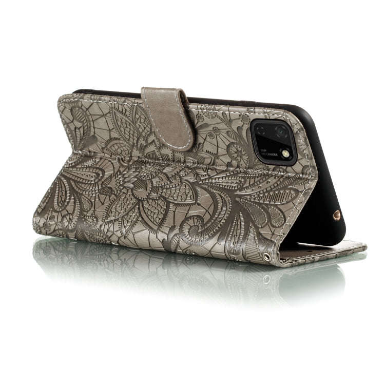 For Huawei Y5P / Honor 9S Lace Flower Embossing Pattern Horizontal Flip Leather Case , with Holde...