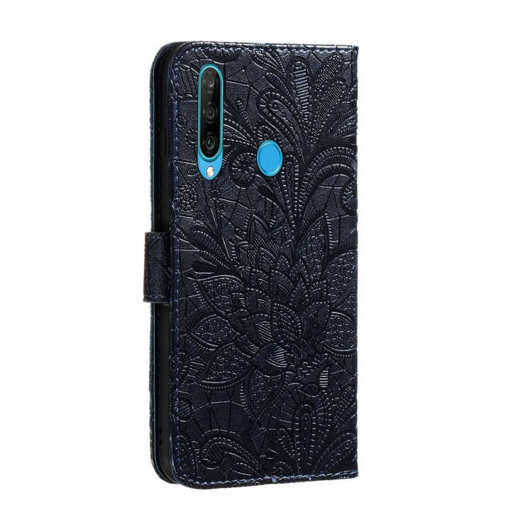 For Huawei Y6P Lace Flower Embossing Pattern Horizontal Flip Leather Case , with Holder & Card Sl...