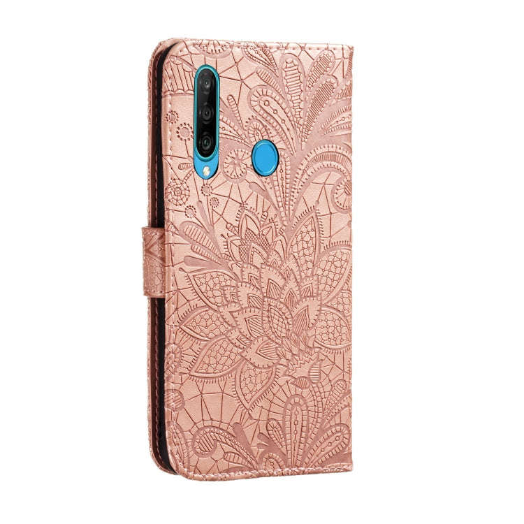 For Huawei Y6P Lace Flower Embossing Pattern Horizontal Flip Leather Case , with Holder & Card Sl...