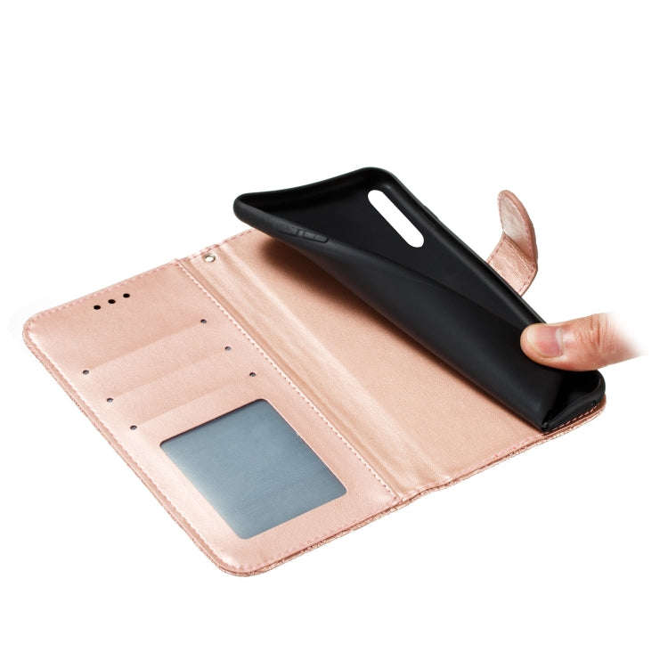 For Huawei Y6P Lace Flower Embossing Pattern Horizontal Flip Leather Case , with Holder & Card Sl...
