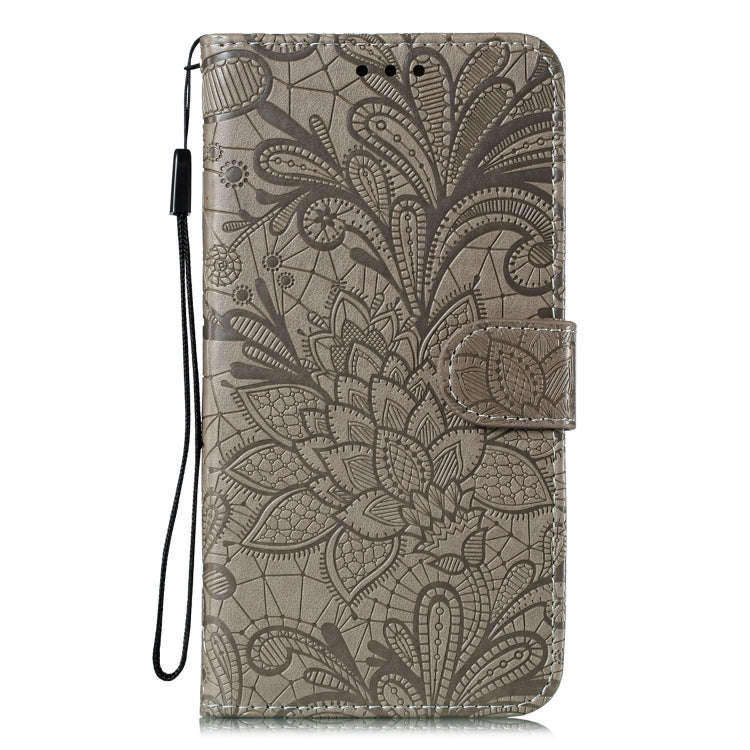 For Huawei Y6P Lace Flower Embossing Pattern Horizontal Flip Leather Case , with Holder & Card Sl...