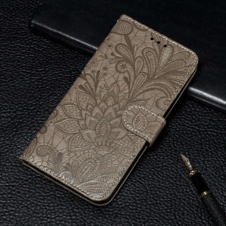 For Huawei Y6P Lace Flower Embossing Pattern Horizontal Flip Leather Case , with Holder & Card Sl...