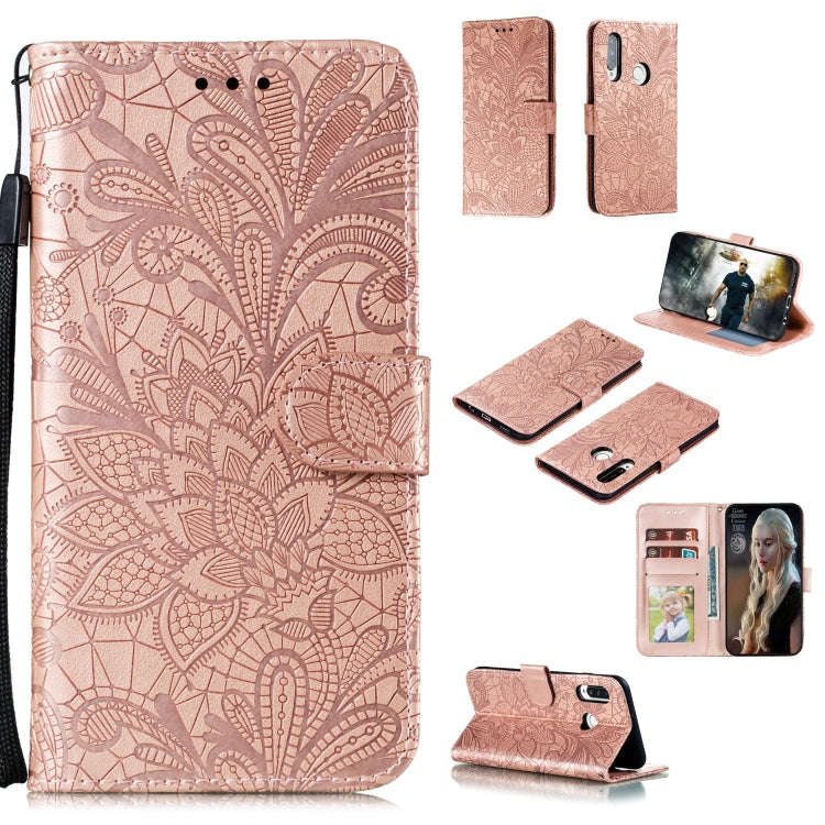 For Huawei Y7P / P40 Lite  Lace Flower Embossing Pattern Horizontal Flip Leather Case , with Hold...