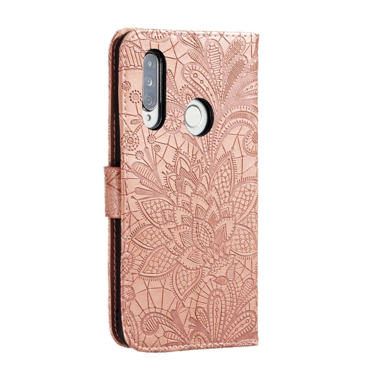 For Huawei Y7P / P40 Lite  Lace Flower Embossing Pattern Horizontal Flip Leather Case , with Hold...