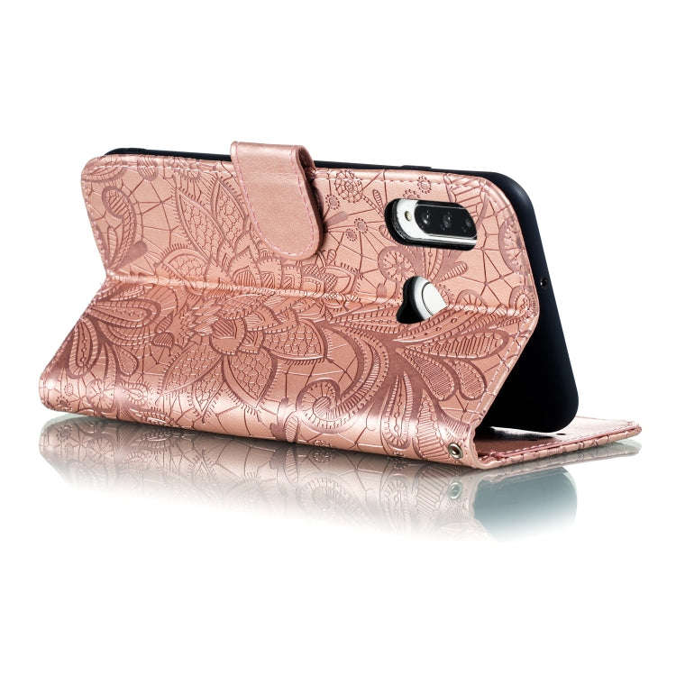 For Huawei Y7P / P40 Lite  Lace Flower Embossing Pattern Horizontal Flip Leather Case , with Hold...