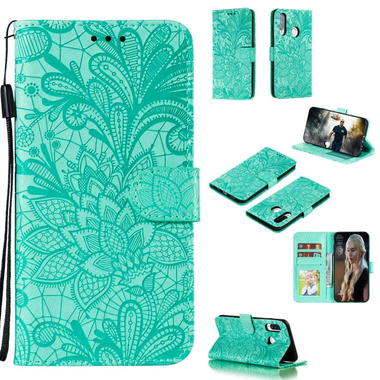 For Huawei Y7P / P40 Lite  Lace Flower Embossing Pattern Horizontal Flip Leather Case , with Hold...