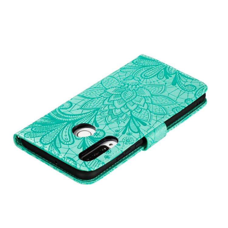 For Huawei Y7P / P40 Lite  Lace Flower Embossing Pattern Horizontal Flip Leather Case , with Hold...