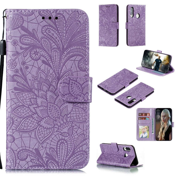 For Huawei Y7P / P40 Lite  Lace Flower Embossing Pattern Horizontal Flip Leather Case , with Hold...