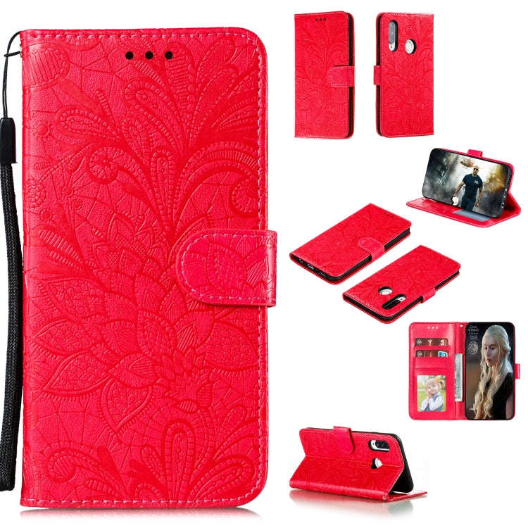 For Huawei Y7P / P40 Lite  Lace Flower Embossing Pattern Horizontal Flip Leather Case , with Hold...