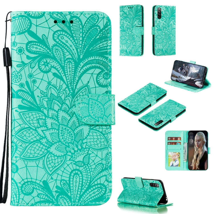 For Sony Xperia L4 Lace Flower Embossing Pattern Horizontal Flip Leather Case , with Holder & Car...