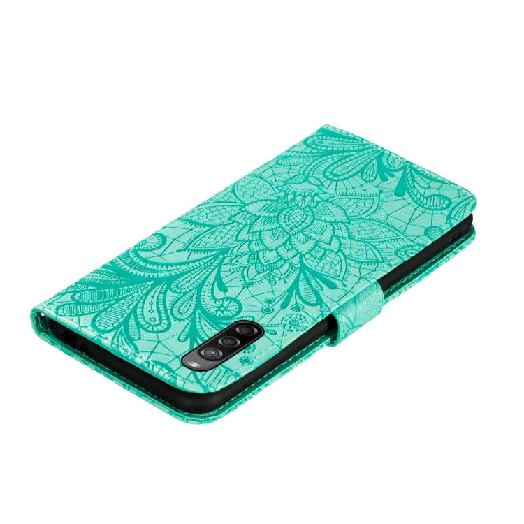 For Sony Xperia L4 Lace Flower Embossing Pattern Horizontal Flip Leather Case , with Holder & Car...