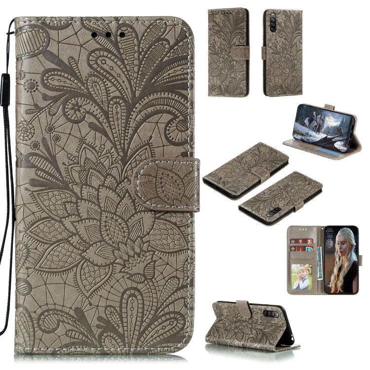 For Sony Xperia L4 Lace Flower Embossing Pattern Horizontal Flip Leather Case , with Holder & Car...