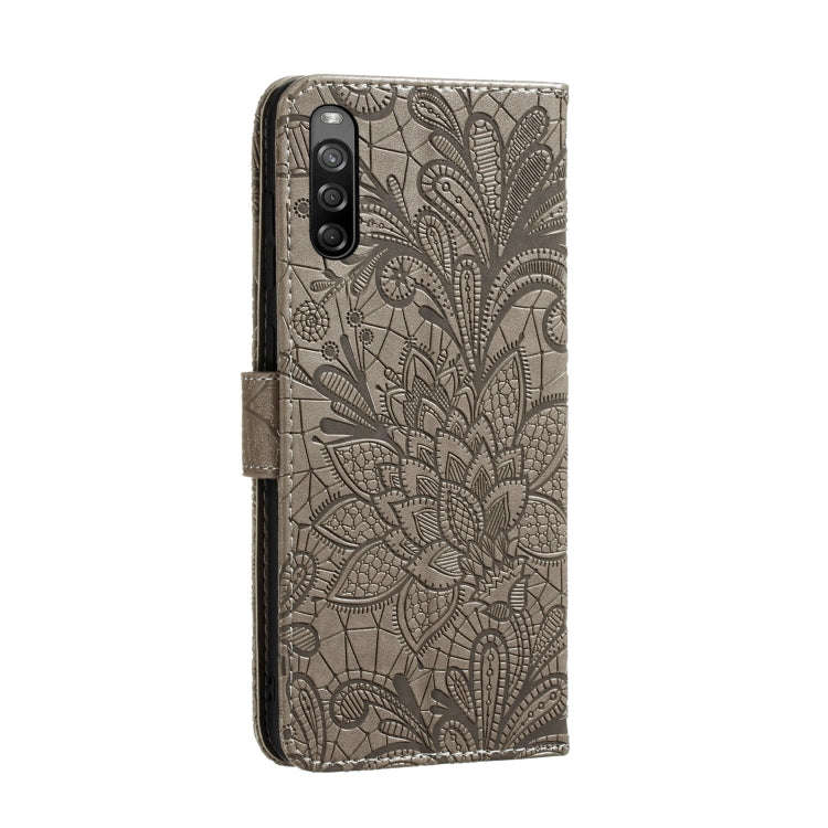 For Sony Xperia L4 Lace Flower Embossing Pattern Horizontal Flip Leather Case , with Holder & Car...