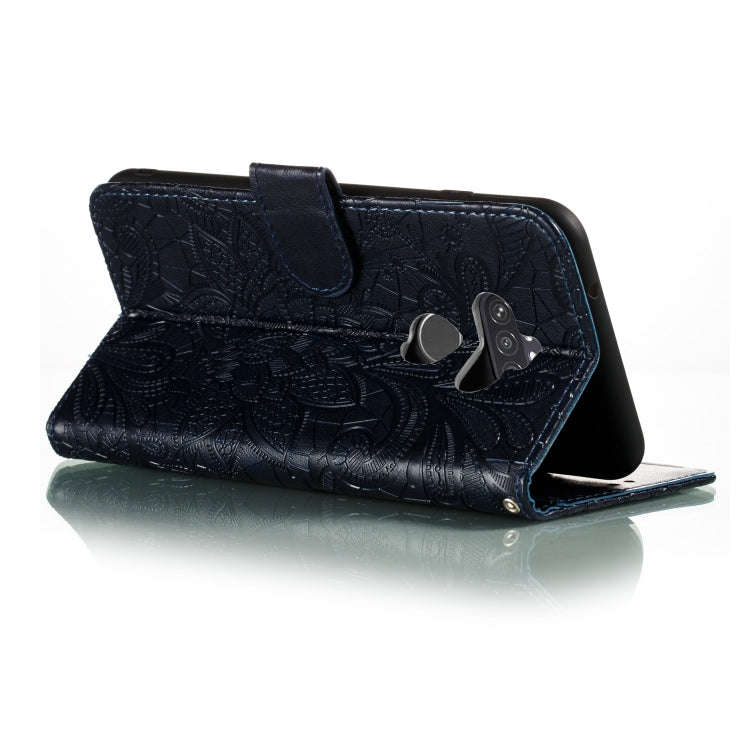 For LG K31 Lace Flower Embossing Pattern Horizontal Flip Leather Case , with Holder & Card Slots ...