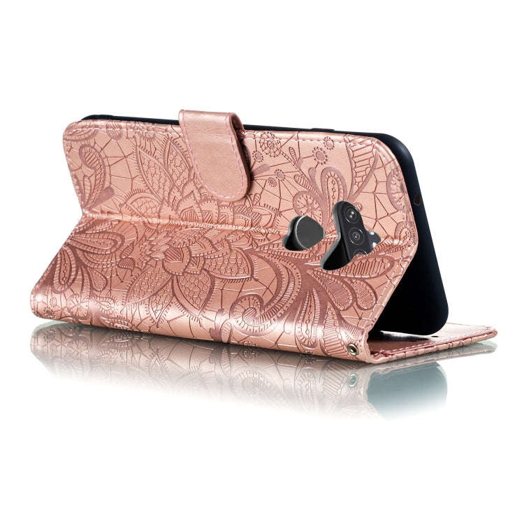 For LG K31 Lace Flower Embossing Pattern Horizontal Flip Leather Case , with Holder & Card Slots ...