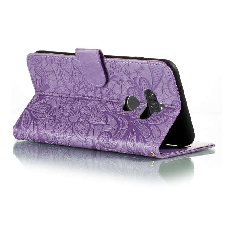 For LG K31 Lace Flower Embossing Pattern Horizontal Flip Leather Case , with Holder & Card Slots ...