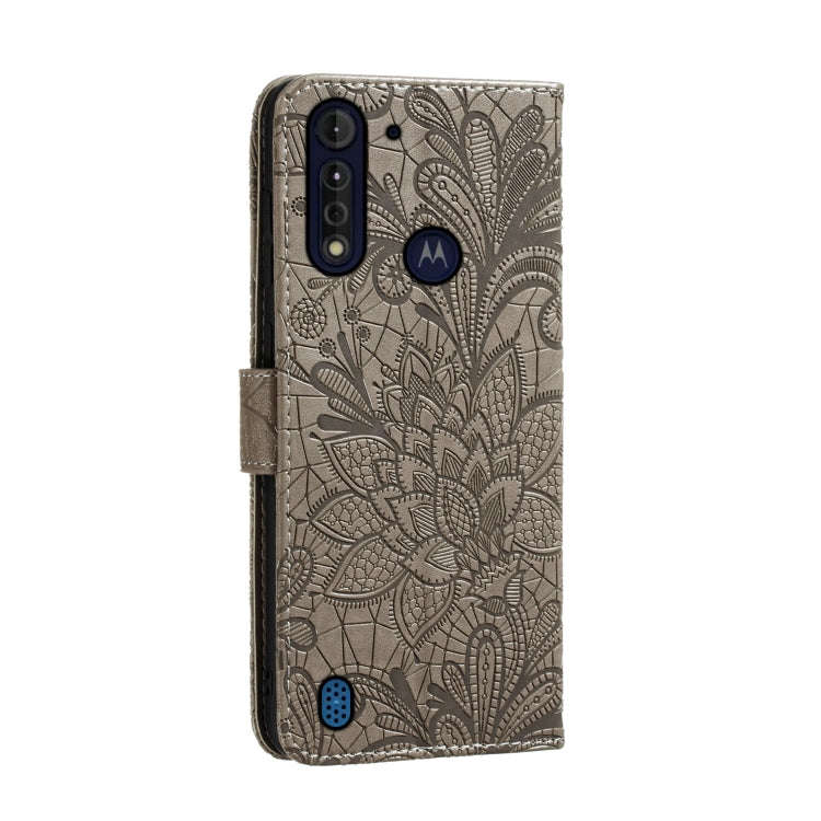 For Motorola Moto G8 Power Lite Lace Flower Embossing Pattern Horizontal Flip Leather Case , with...