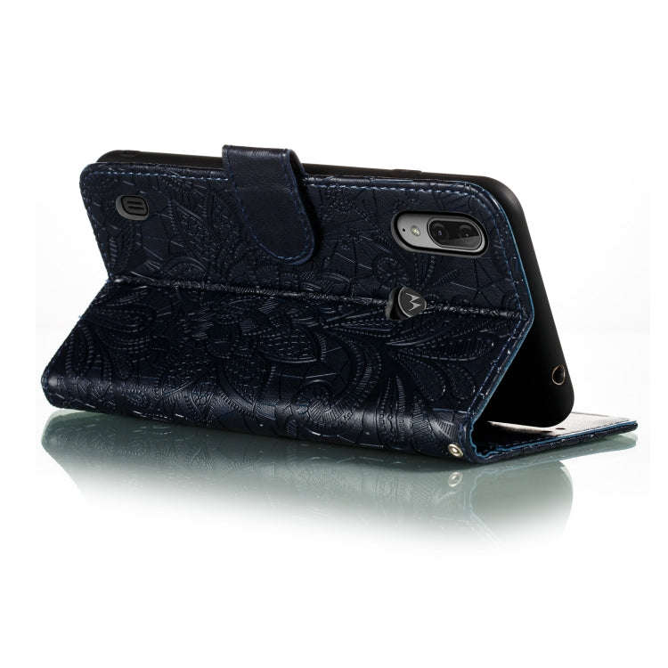 For Motorola Moto E6S 2020 Lace Flower Embossing Pattern Horizontal Flip Leather Case , with Hold...