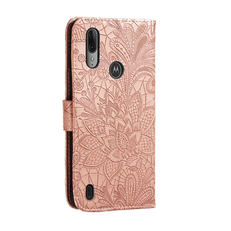 For Motorola Moto E6S 2020 Lace Flower Embossing Pattern Horizontal Flip Leather Case , with Hold...